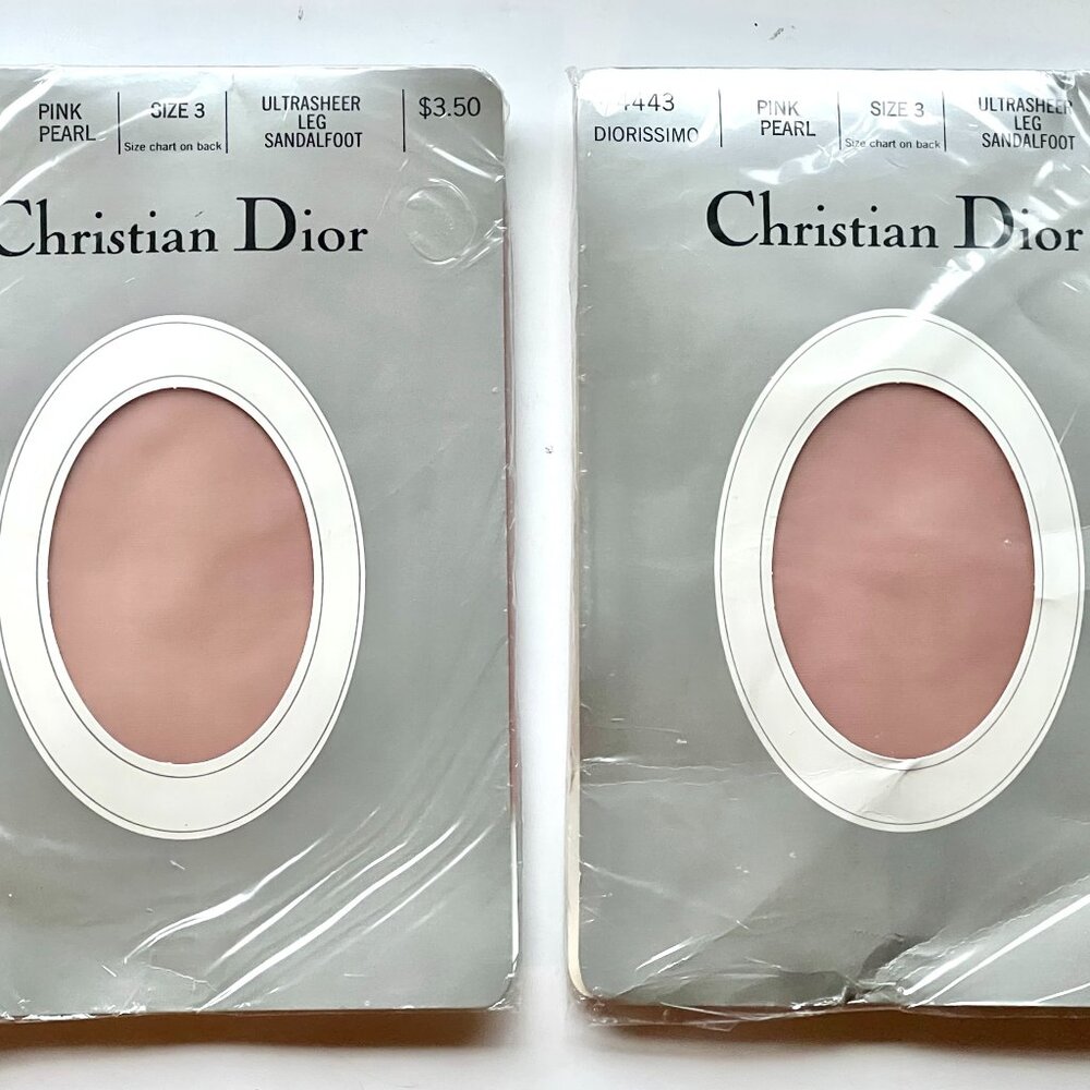 Pair (2) Vintage C1980s CHRISTIAN DIOR Diorissimo Pantyhose, Pink Pearl, Size 3